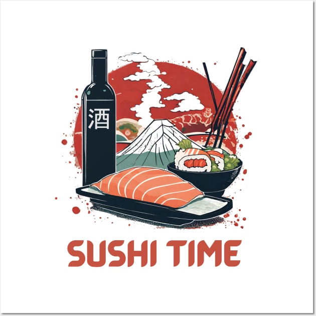 Sushi Time! - Men's and Women's Japanese Sushi and Sake Wall Art by CP6Design